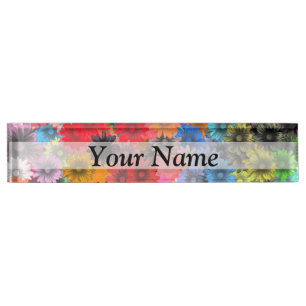 Multicolored floral pattern nameplate