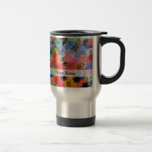 Multicolored floral pattern travel mug