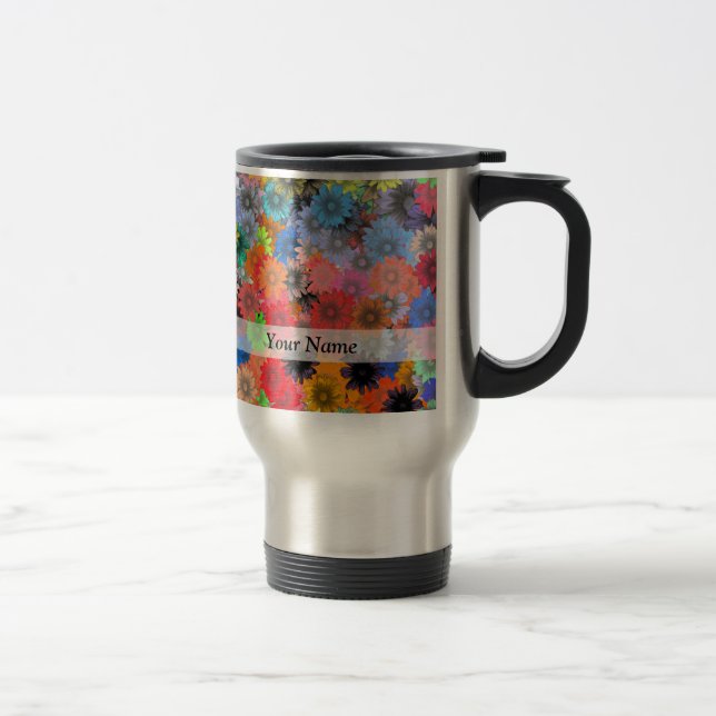 Multicolored floral pattern travel mug (Right)
