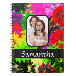 Multicolored floral photo background notebook