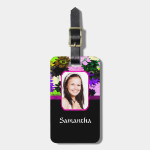Multicolored floral photo template luggage tag