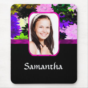 Multicolored floral photo template mouse mat
