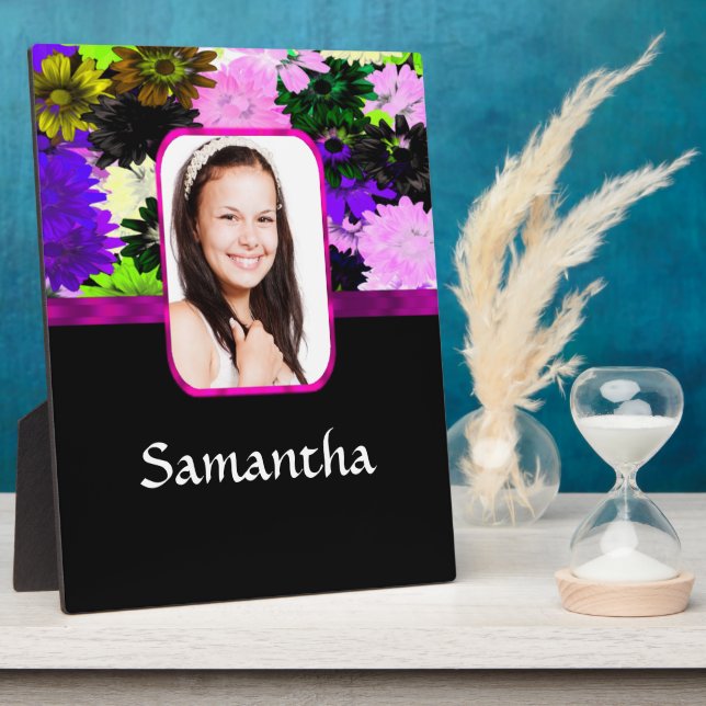 Multicolored floral photo template plaque (Side)