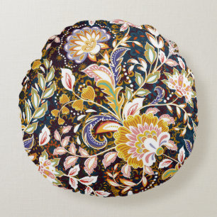 Multicolored Floral Vintage Provence Pattern Round Cushion
