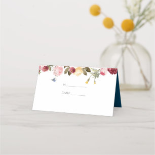 Multicolored Floral Wreath Place Card