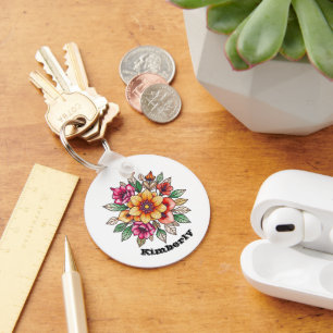 Multicolored Flower Key Ring