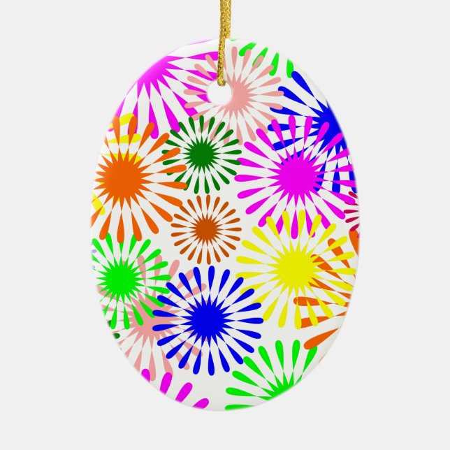Multicolored Flowers Ceramic Tree Decoration (Front)