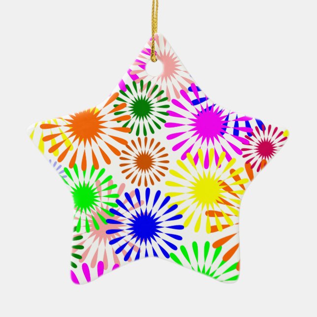 Multicolored Flowers Ceramic Tree Decoration (Front)