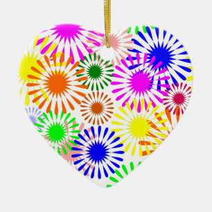 Multicolored Flowers Ceramic Tree Decoration