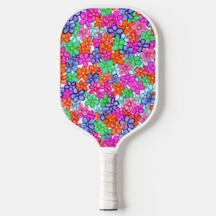 Multicolored Flowers Colourful Floral Pattern Pickleball Paddle