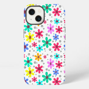 Multicolored flowers daisies retro background summ iPhone 13 case