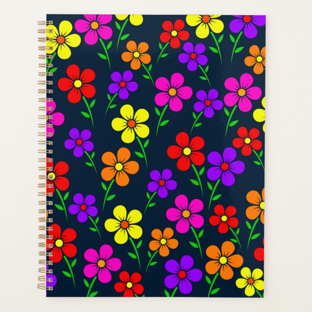 Multicolored Flowers Floral Pattern-34654 Planner (Front)