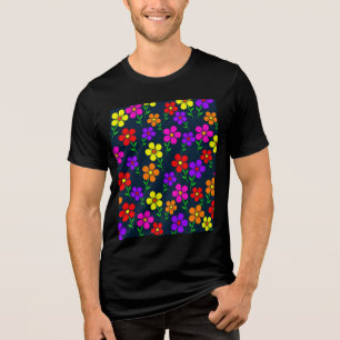 Multicolored Flowers Floral Pattern-34654 Tri-Blend Shirt
