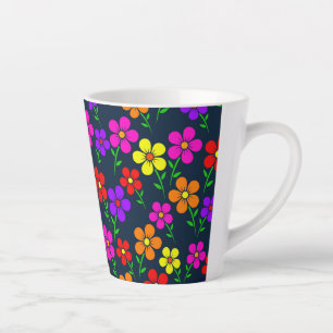 Multicolored Flowers Floral Pattern Latte Mug
