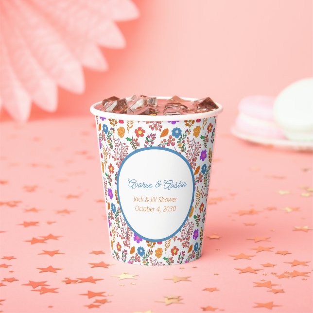Multicolored Flowers Jack and Jill Shower Paper Cups (Insitu)