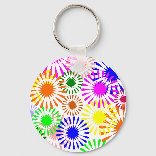 Multicolored Flowers Key Ring (Front)