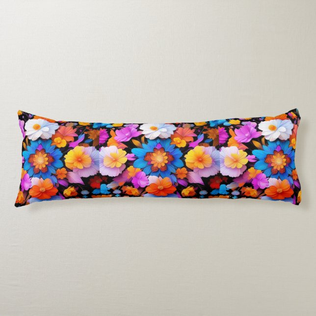 Multicolored Flowers Pattern-68577 Body Cushion (Front)