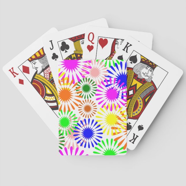 Multicolored Flowers Playing Cards (Back)