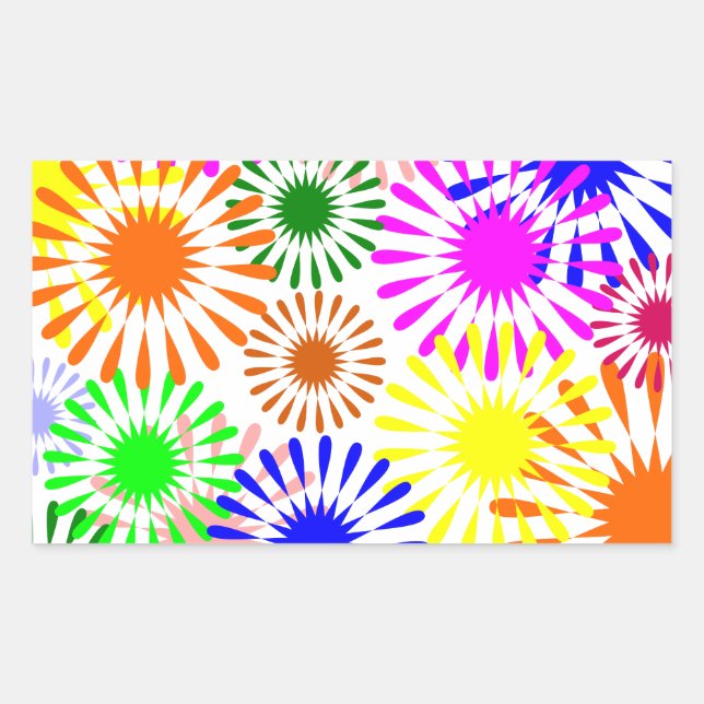 Multicolored Flowers Rectangular Sticker (Front)