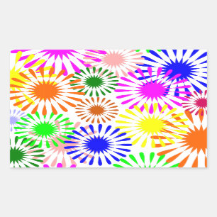 Multicolored Flowers Rectangular Sticker