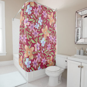 Multicolored Flowers  Shower Curtain