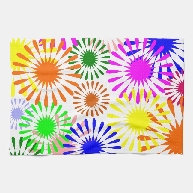 Multicolored Flowers Tea Towel (Horizontal)