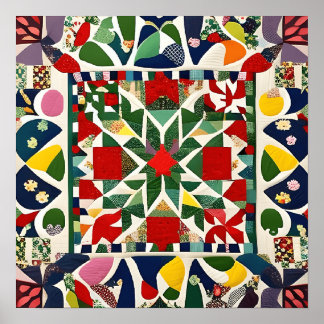 Multicolored folk pattern poster