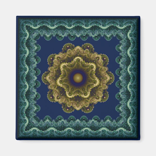 Multicolored fractal ornament magnet (Front)
