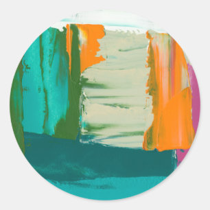 Multicolored Free Expression Painting Classic Round Sticker