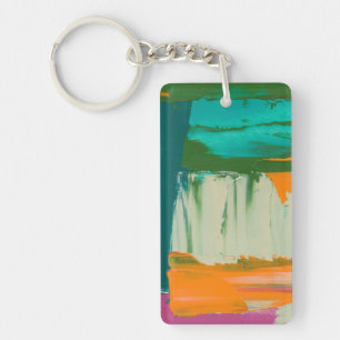 Multicolored Free Expression Painting Key Ring