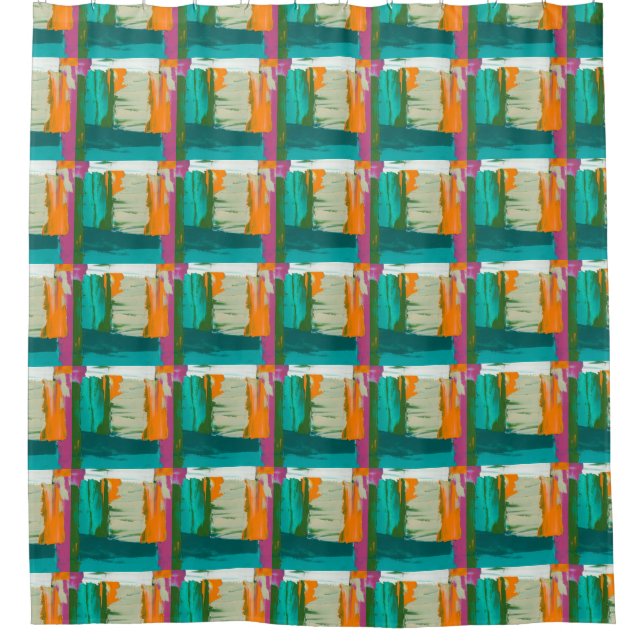 Multicolored Free Expression Painting Shower Curtain (Front)