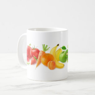 Multicolored fruits in a row coffee mug
