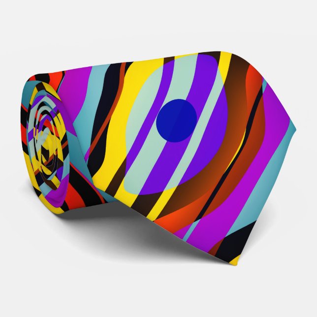 Multicolored Geometric Abstract Fractal Artistic Tie (Rolled)
