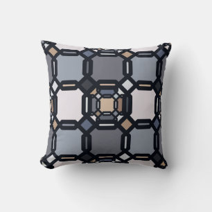 Multicolored geometric ornament in muted shades. cushion