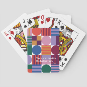 Multicolored geometric shapes pattern with quote g playing cards