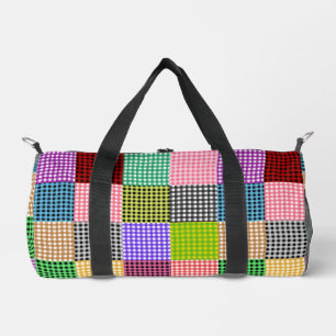Multicolored Gingham Patchwork Plaid Pattern Duffle Bag