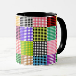 Multicolored Gingham Patchwork Plaid Pattern Mug