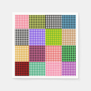 Multicolored Gingham Patchwork Plaid Pattern Napkin