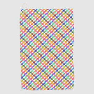 Multicolored Gingham Plaid Pattern Design Golf Towel