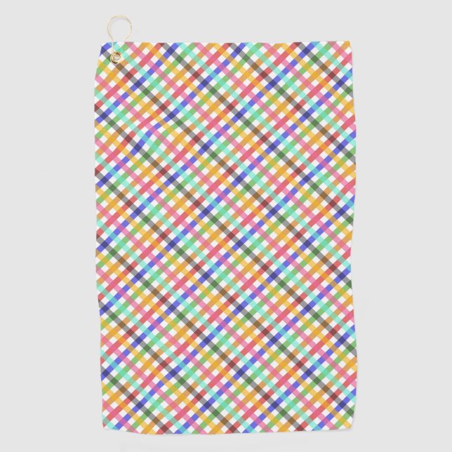 Multicolored Gingham Plaid Pattern Design  Golf Towel (Front)