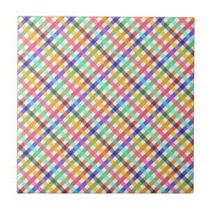 Multicolored Gingham Plaid Pattern Design Tile