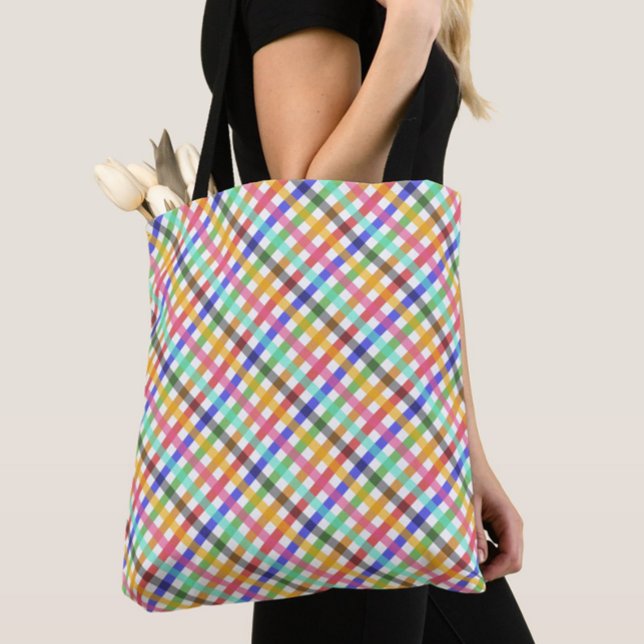 Multicolored Gingham Plaid Pattern Design  Tote Bag (Creator Uploaded)