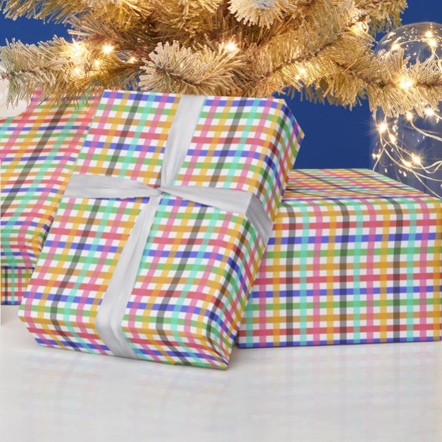 Multicolored Gingham Plaid Pattern Design  Wrapping Paper (Creator Uploaded)
