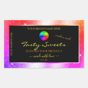 Multicolored Glitter Frame Product Label with Logo