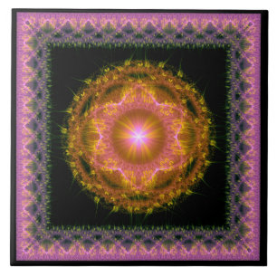 Multicolored glowing bright fractal pattern tile