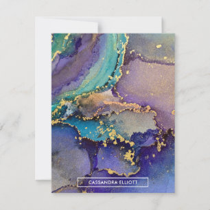 Multicolored Gold Alcohol Ink Liquid Abstract Art Card