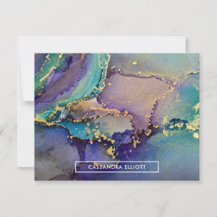 Multicolored Gold Alcohol Ink Liquid Abstract Art Card