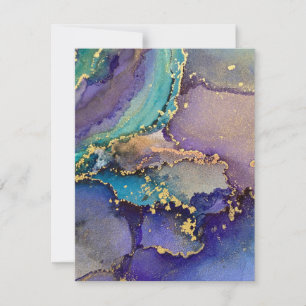 Multicolored Gold Alcohol Ink Liquid Abstract Art Card