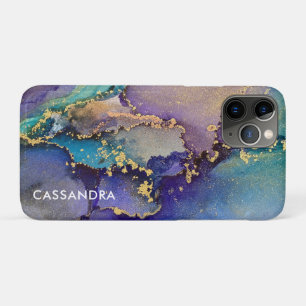 Multicolored Gold Alcohol Ink Liquid Abstract Art iPhone 11 Pro Case