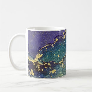Multicolored Gold Alcohol Ink Liquid Abstract Art Coffee Mug